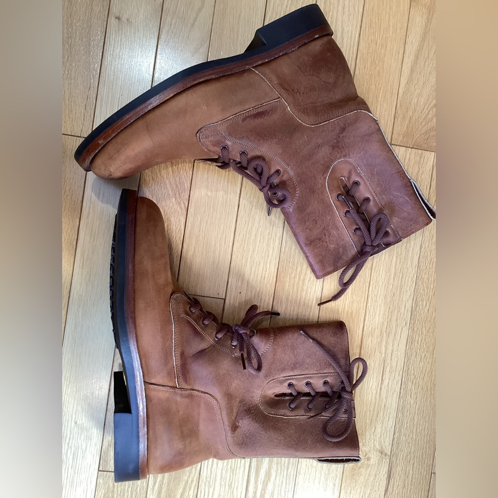 Willis & Geiger Aviator Boots, Rare, Brown Leather, size 8.5 Made in Canada, Vtg